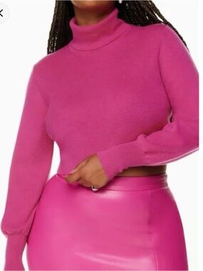 Aritzia Wilfred Rebecca Turtleneck Merino Wool Cropped Pink Size XS